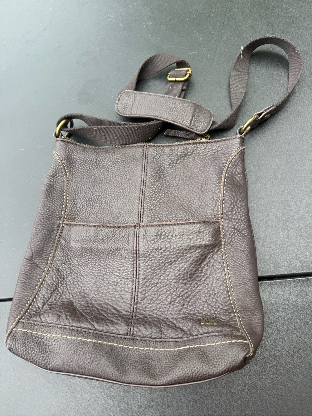 The Sak Brown Pebbled Leather Crossbody Bag